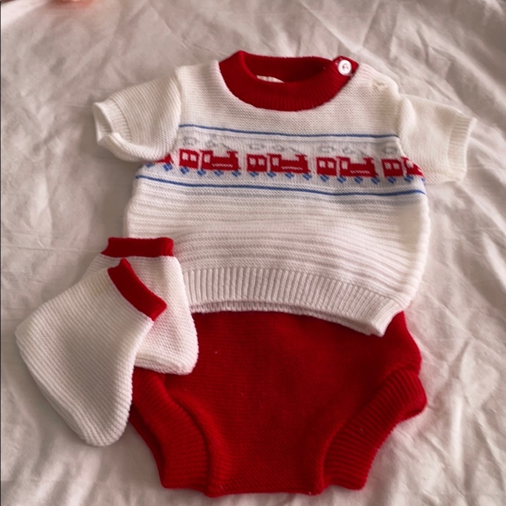 Vintage 3 piece sweater, pants and booties.